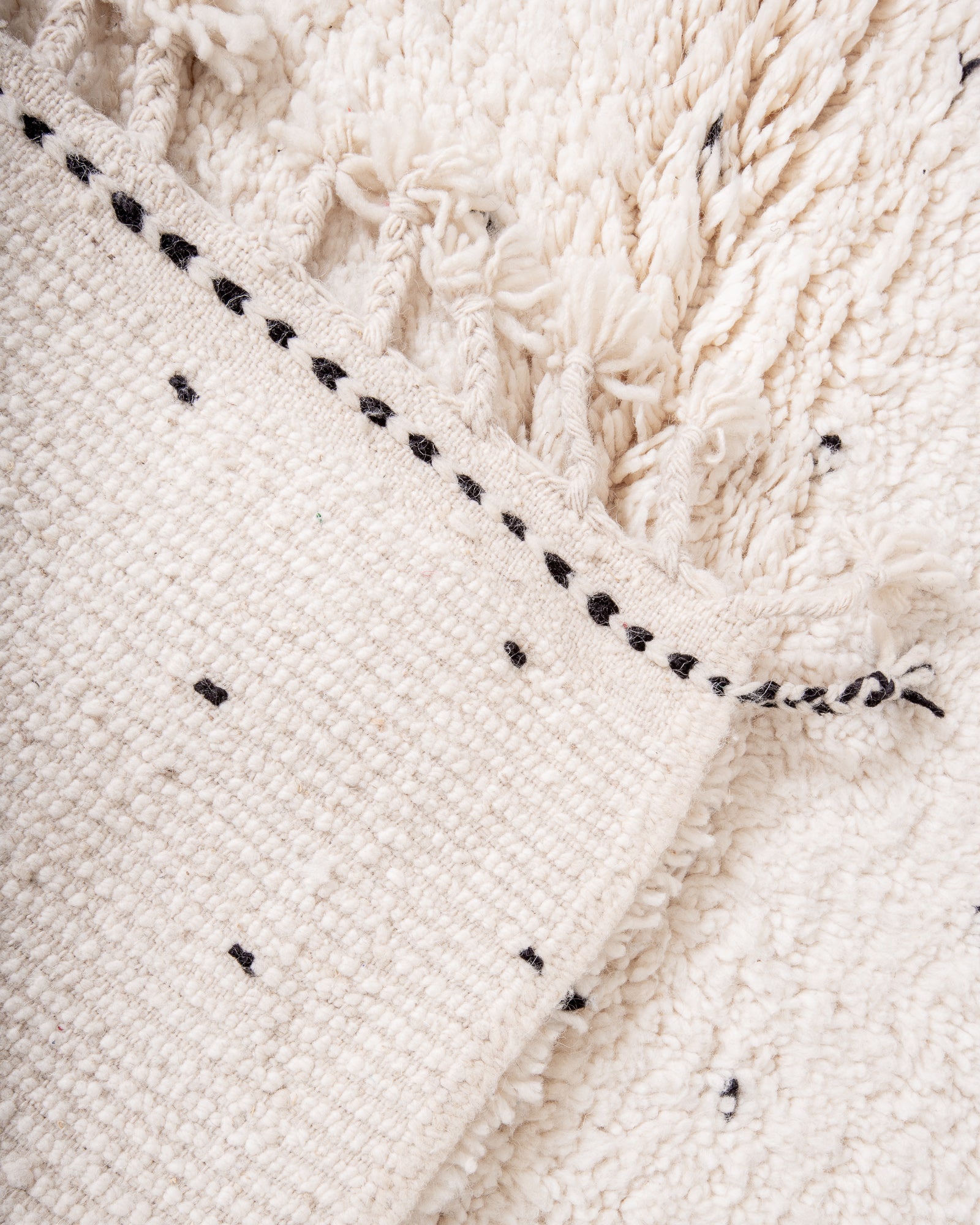 Modern, designer, handcrafted Berber rug from Morocco. Beniourain carpet with beautiful colours and patterns and fluffy wool texture.